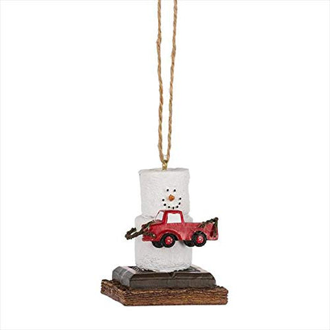 Marshmallow S'mores Red Truck Christmas Ornament