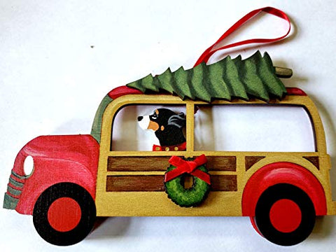 Dandy Design Greater Swiss Mountain Dog Woody Woodie Car Wooden 3-Dimensional Christmas Ornament - USA Made.