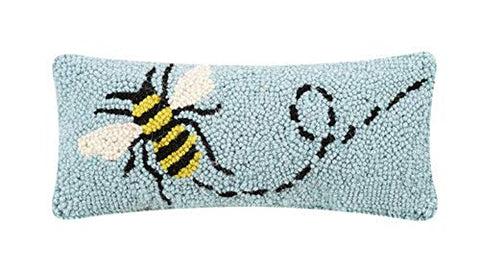 Peking Handicraft Honey Bee Wool Hooked Pillow - 5" x 12"