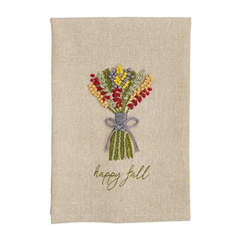 Mud Pie French Knot Fall Tea Towel, Hello Fall, 21" x 14"