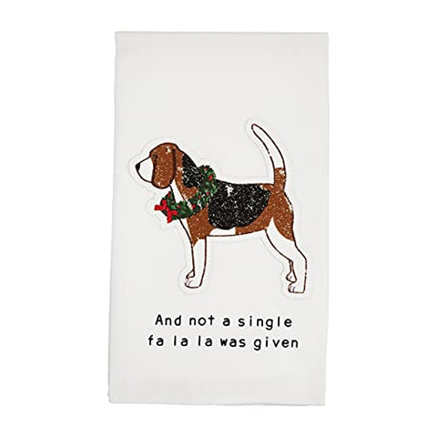 Mud Pie Christmas Dog Appliquéd Towel, FA La La, 26" x 16.5"