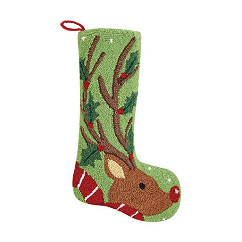 Peking Handicraft 31TG870MC Reindeer with Holly Hook Stocking, 12-inch Length