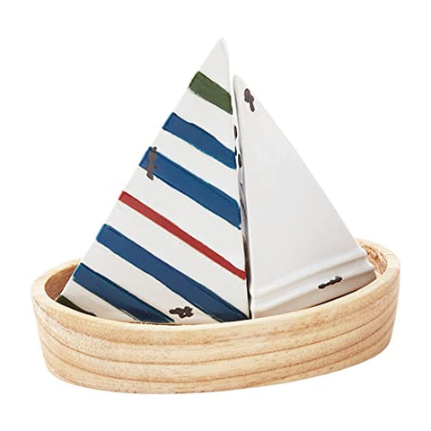 Mud Pie Salt Pepper Set, Sailboat, 4 3/4" x 5 1/2"