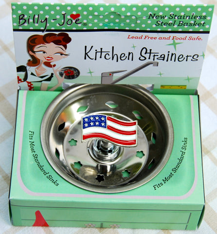 Enamel American Flag Stainless Steel Sink Strainer